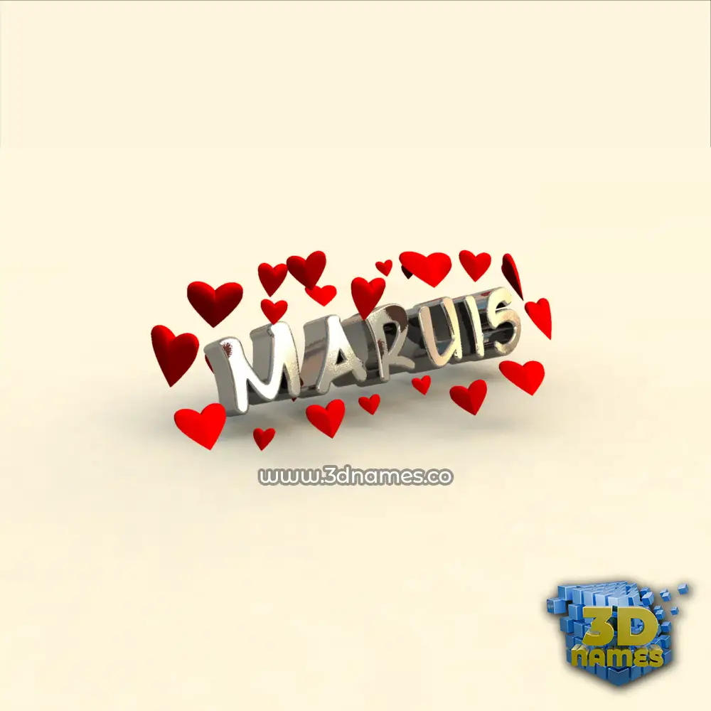 maruis in In Love style - 3D name wallpaper