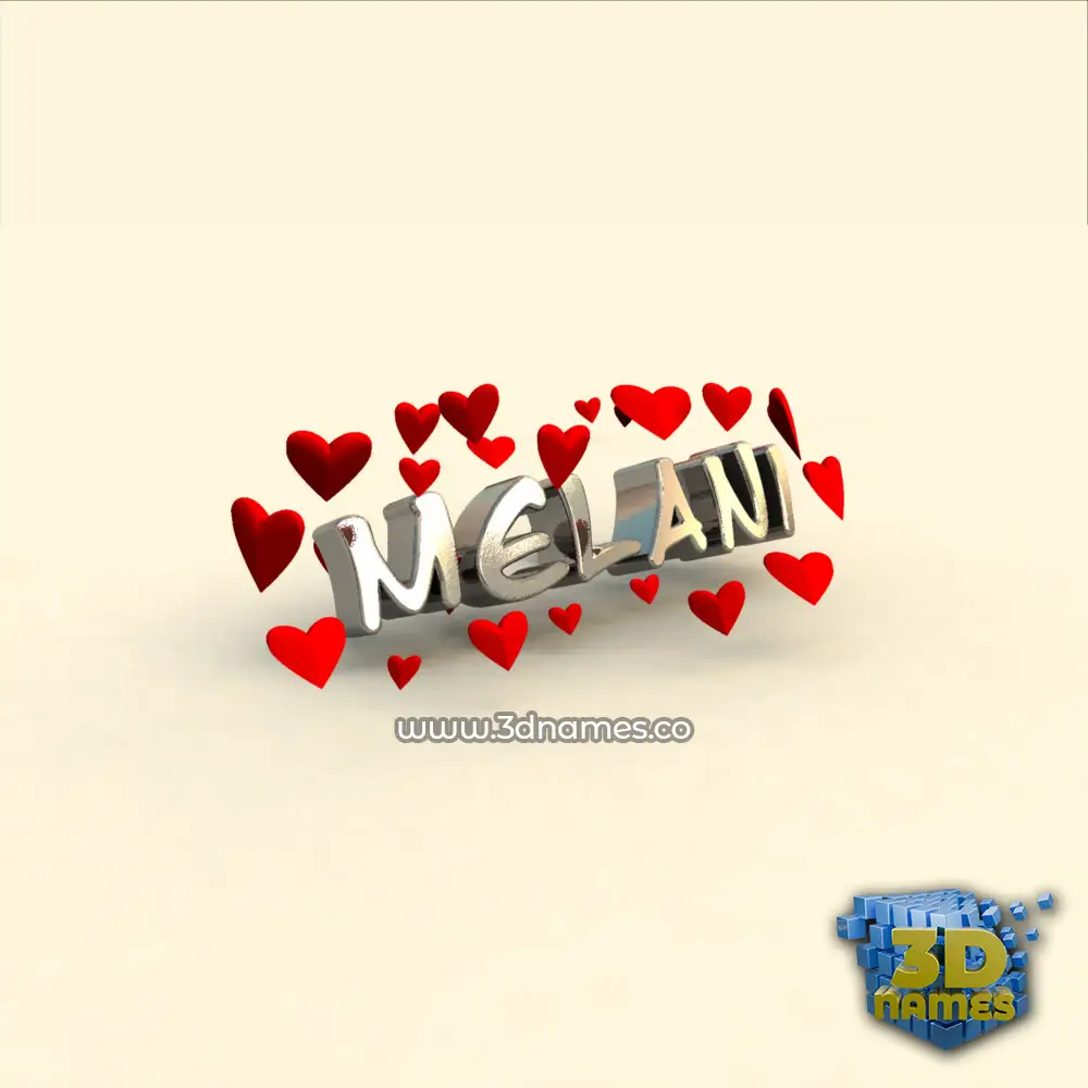 melani in In Love style - 3D name wallpaper