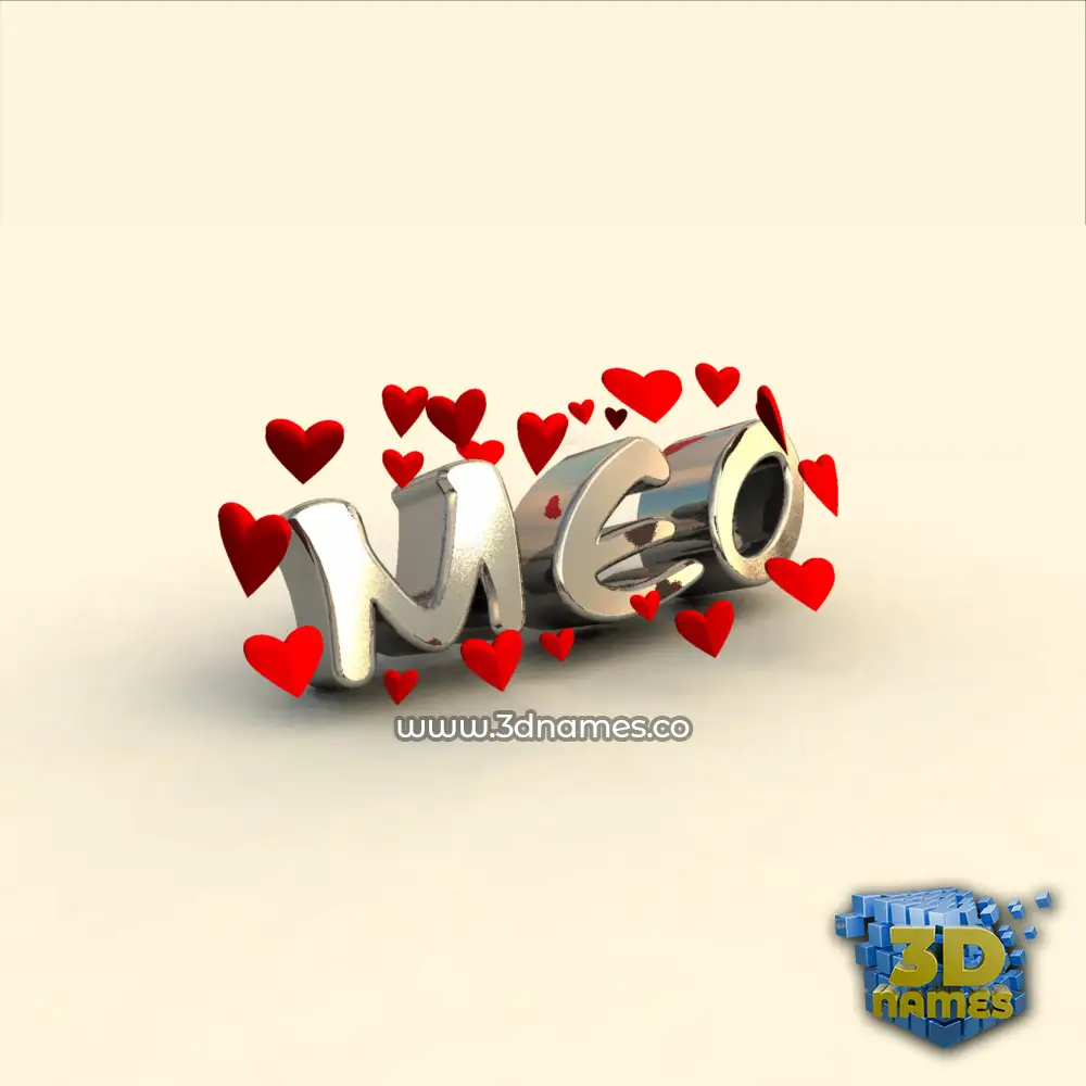 meo in In Love style - 3D name wallpaper