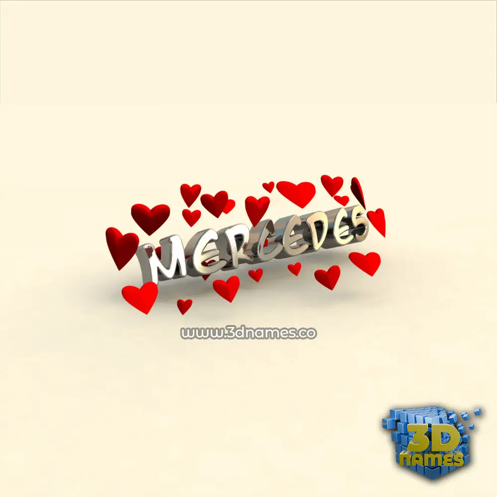 mercedes in In Love style - 3D name wallpaper
