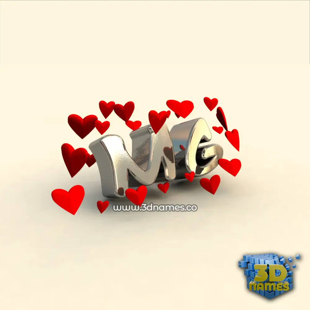 mg in In Love style - 3D name wallpaper