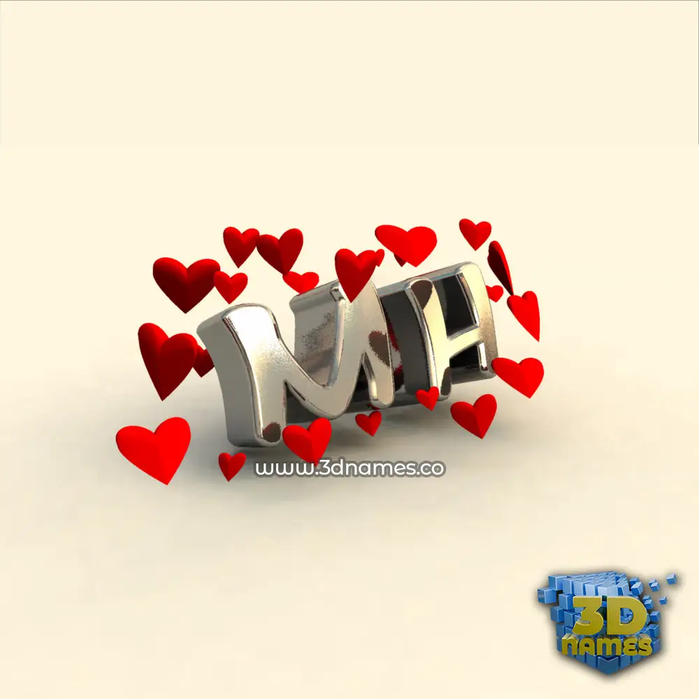 mh in In Love style - 3D name wallpaper