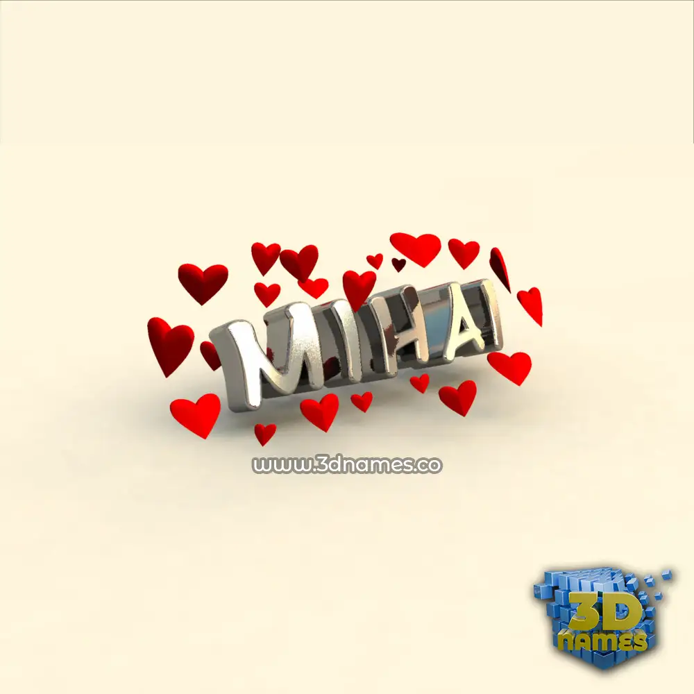 mihai in In Love style - 3D name wallpaper