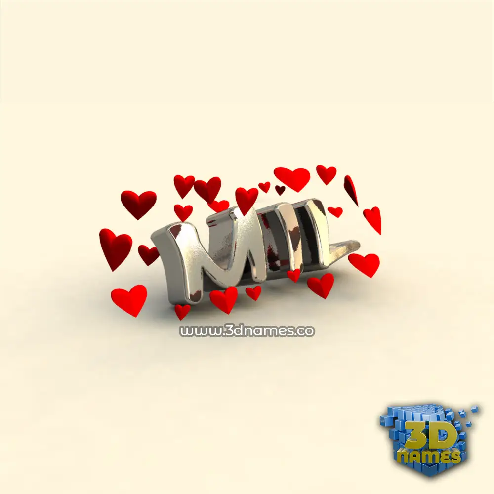 mil in In Love style - 3D name wallpaper