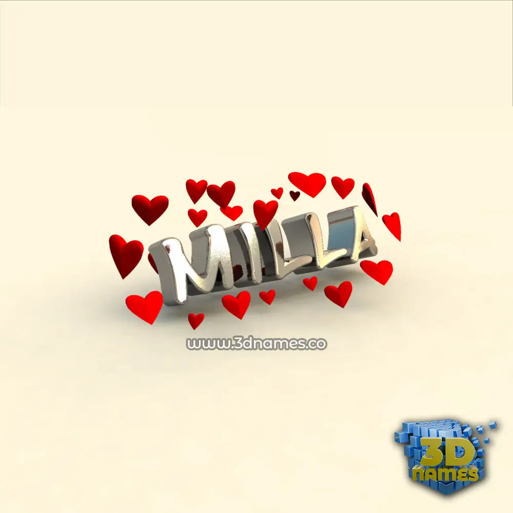 milla in In Love style - 3D name wallpaper
