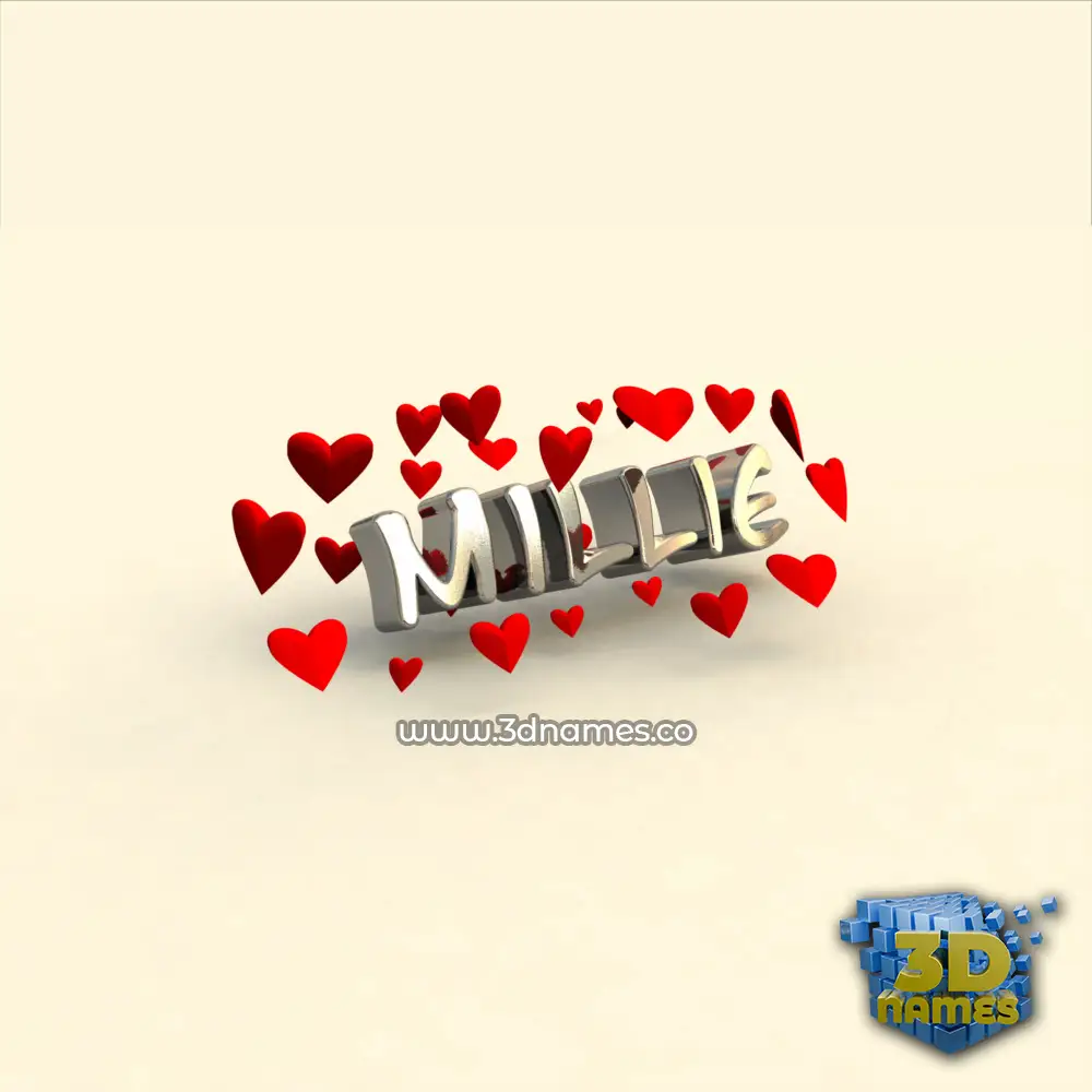 millie in In Love style - 3D name wallpaper