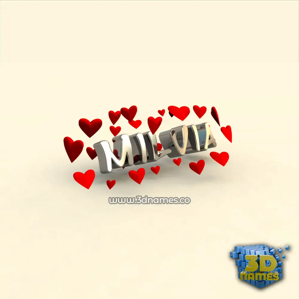 milvia in In Love style - 3D name wallpaper