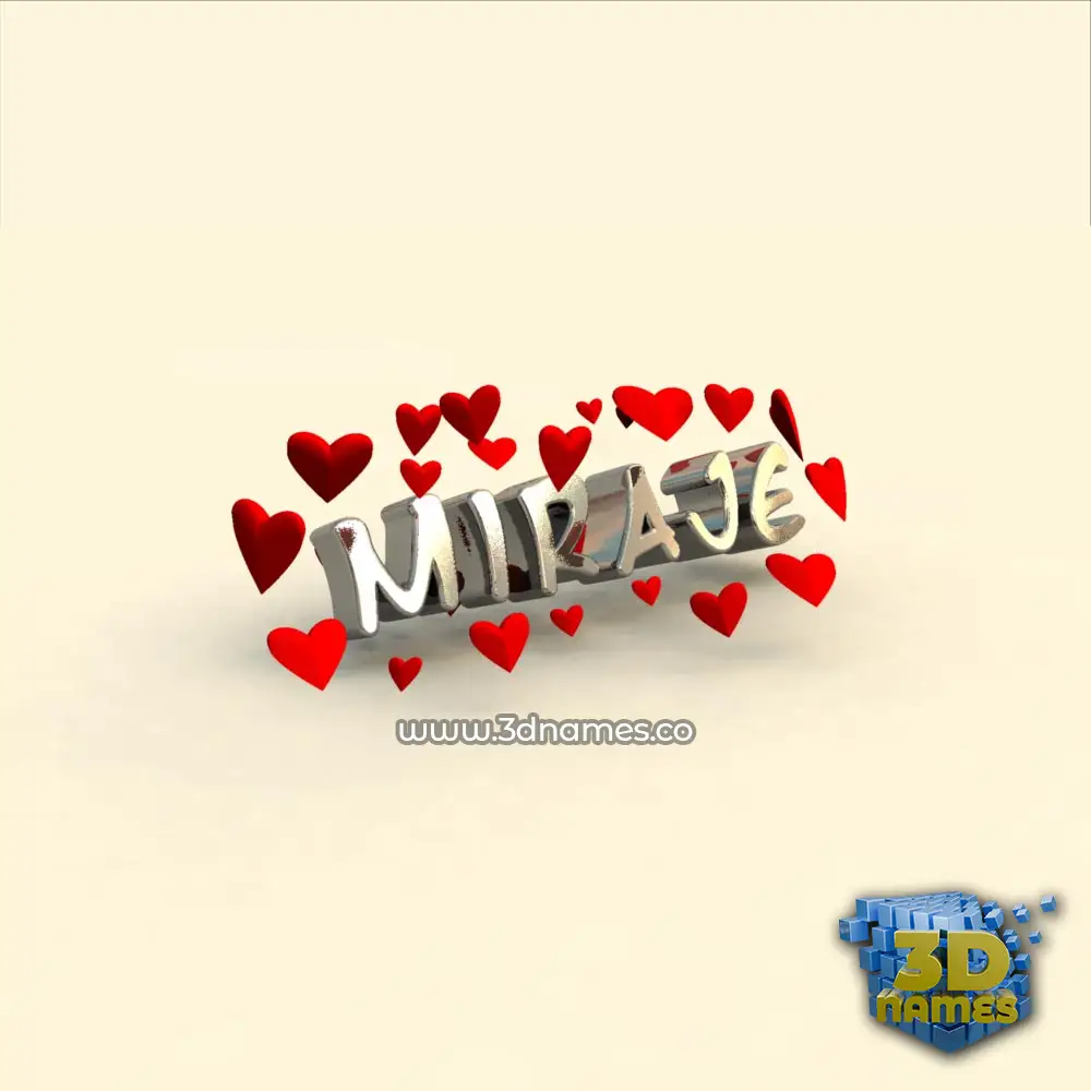 miraje in In Love style - 3D name wallpaper