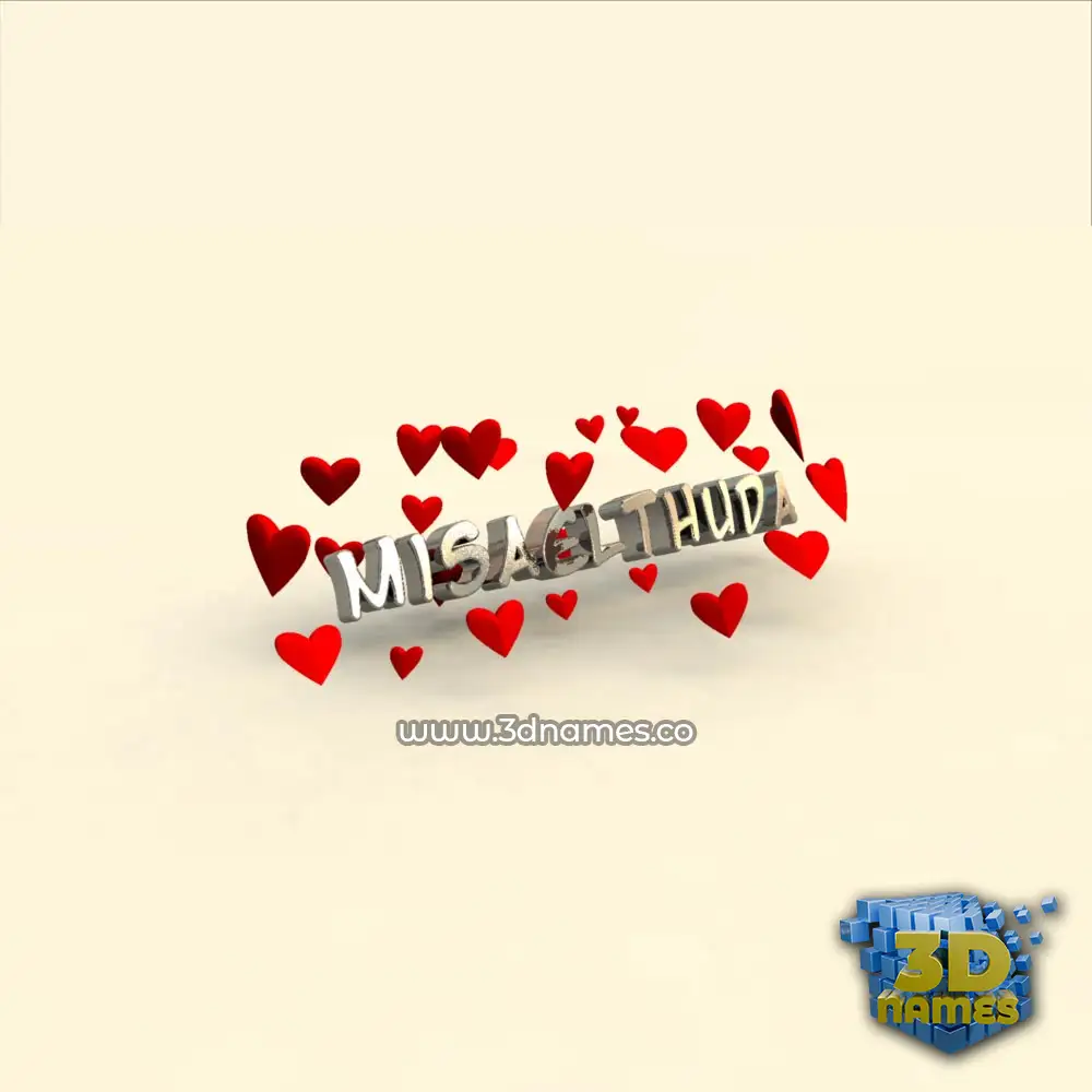 misaelthuda in In Love style - 3D name wallpaper