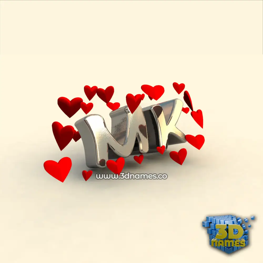 mk in In Love style - 3D name wallpaper