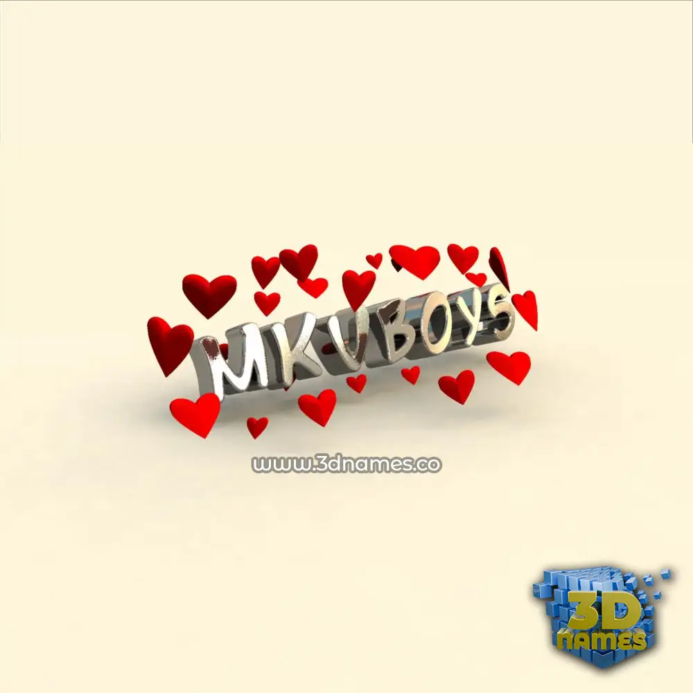 mkvboys in In Love style - 3D name wallpaper