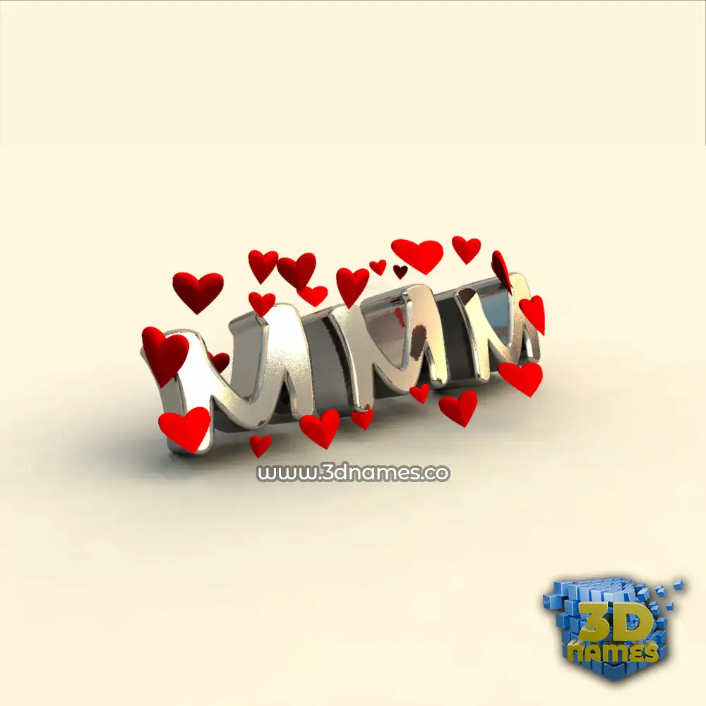 mmm in In Love style - 3D name wallpaper