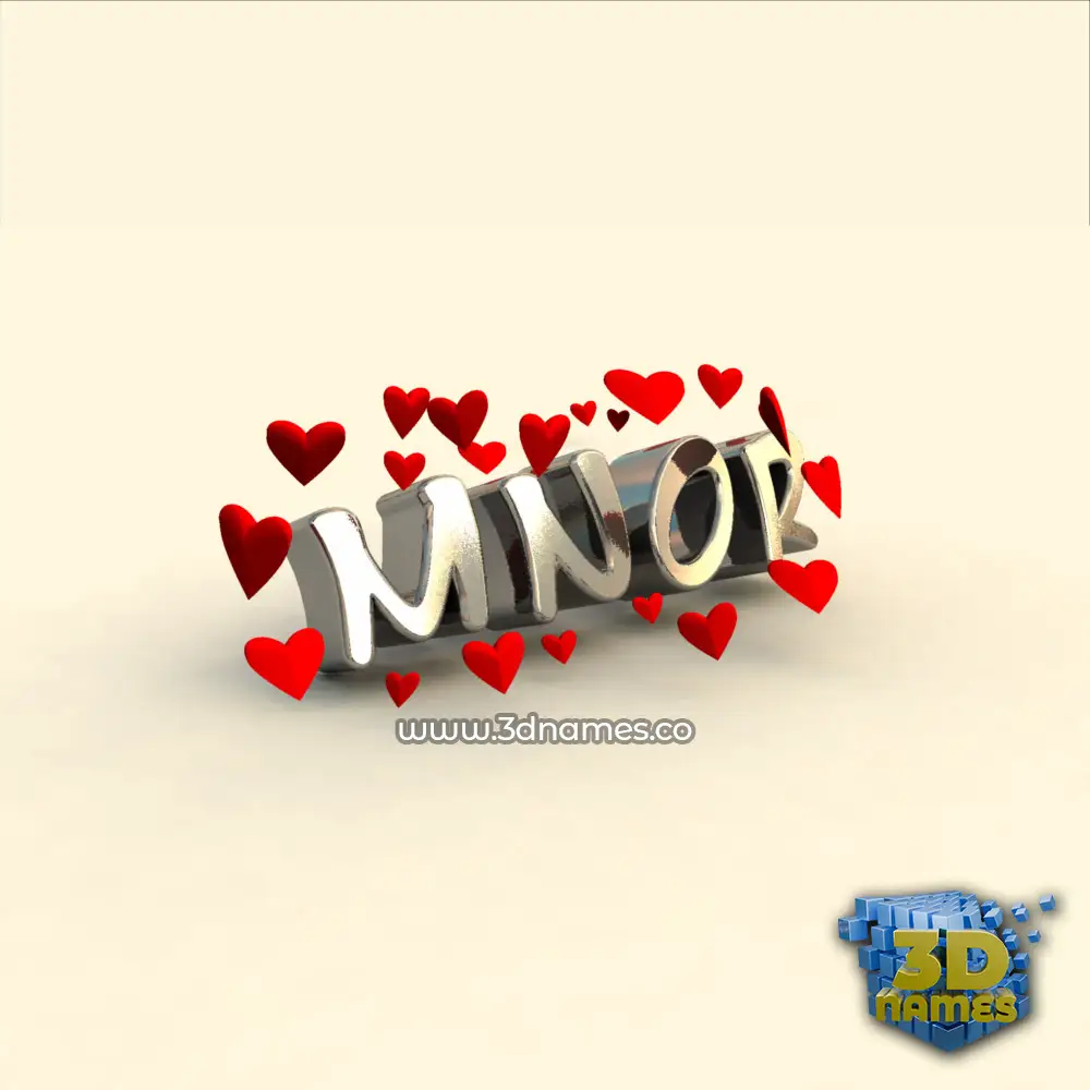 mnor in In Love style - 3D name wallpaper