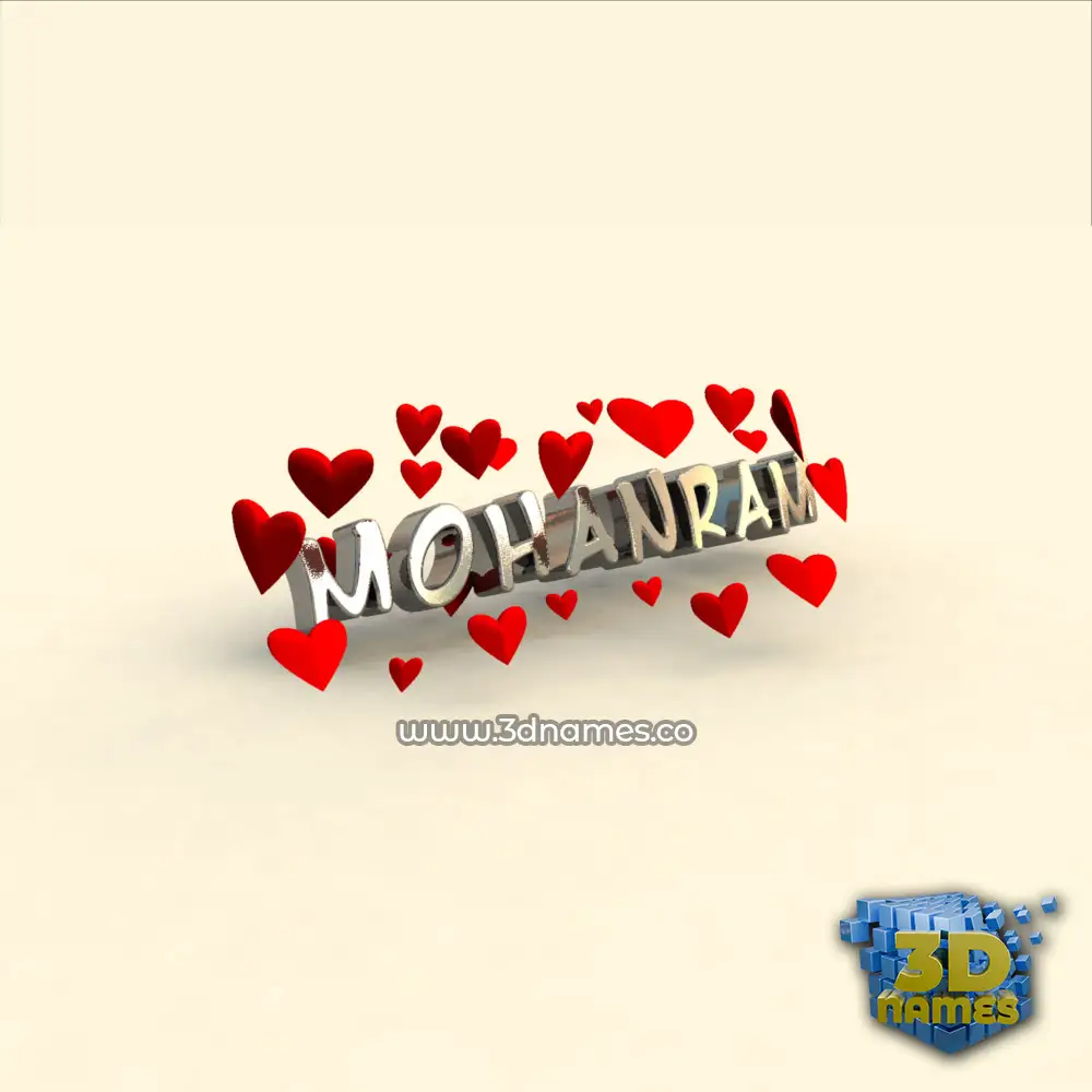 mohanram in In Love style - 3D name wallpaper