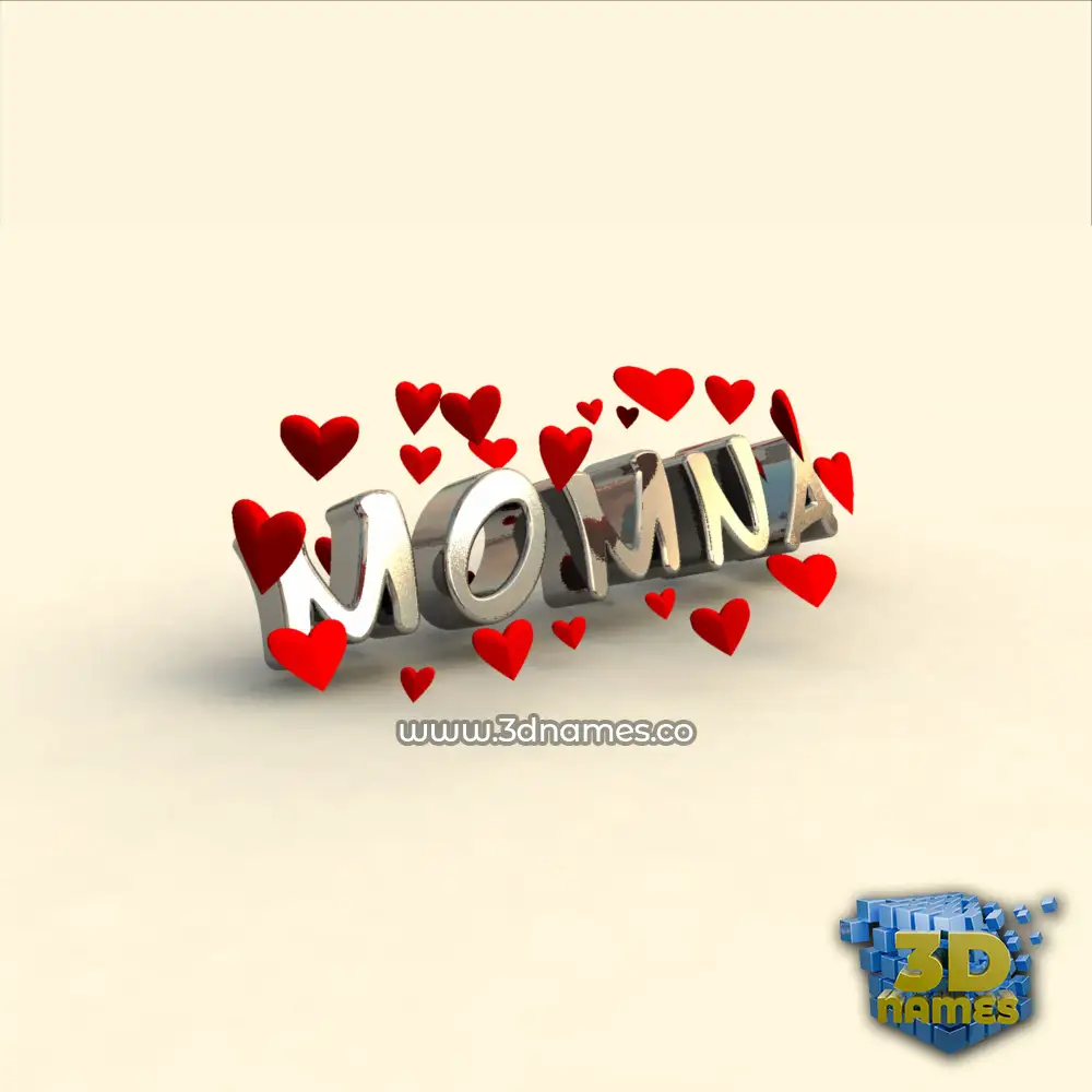 momna in In Love style - 3D name wallpaper