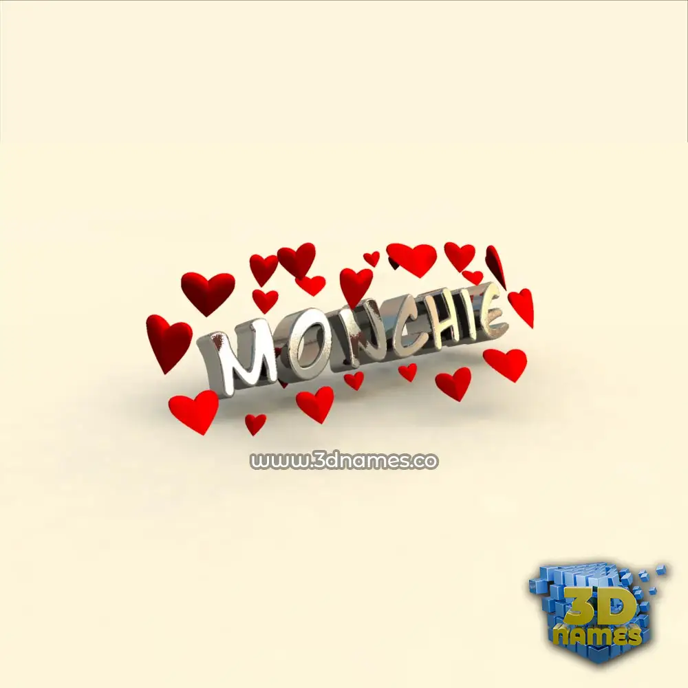 monchie in In Love style - 3D name wallpaper