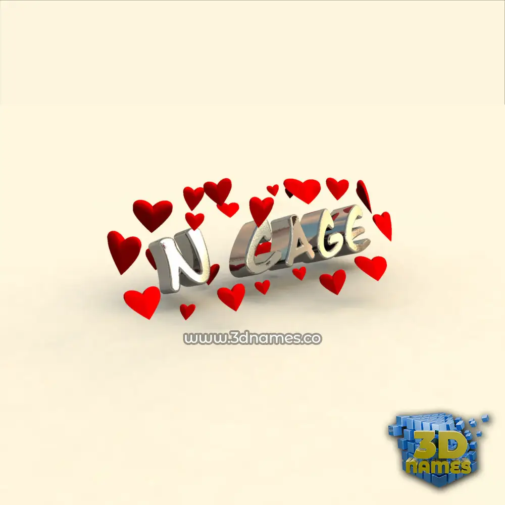n cage in In Love style - 3D name wallpaper