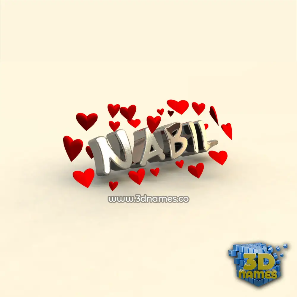 nabil in In Love style - 3D name wallpaper