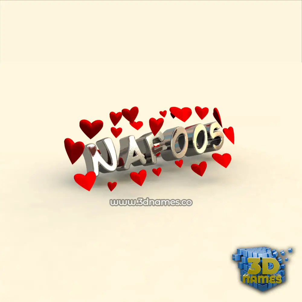 nafoos in In Love style - 3D name wallpaper