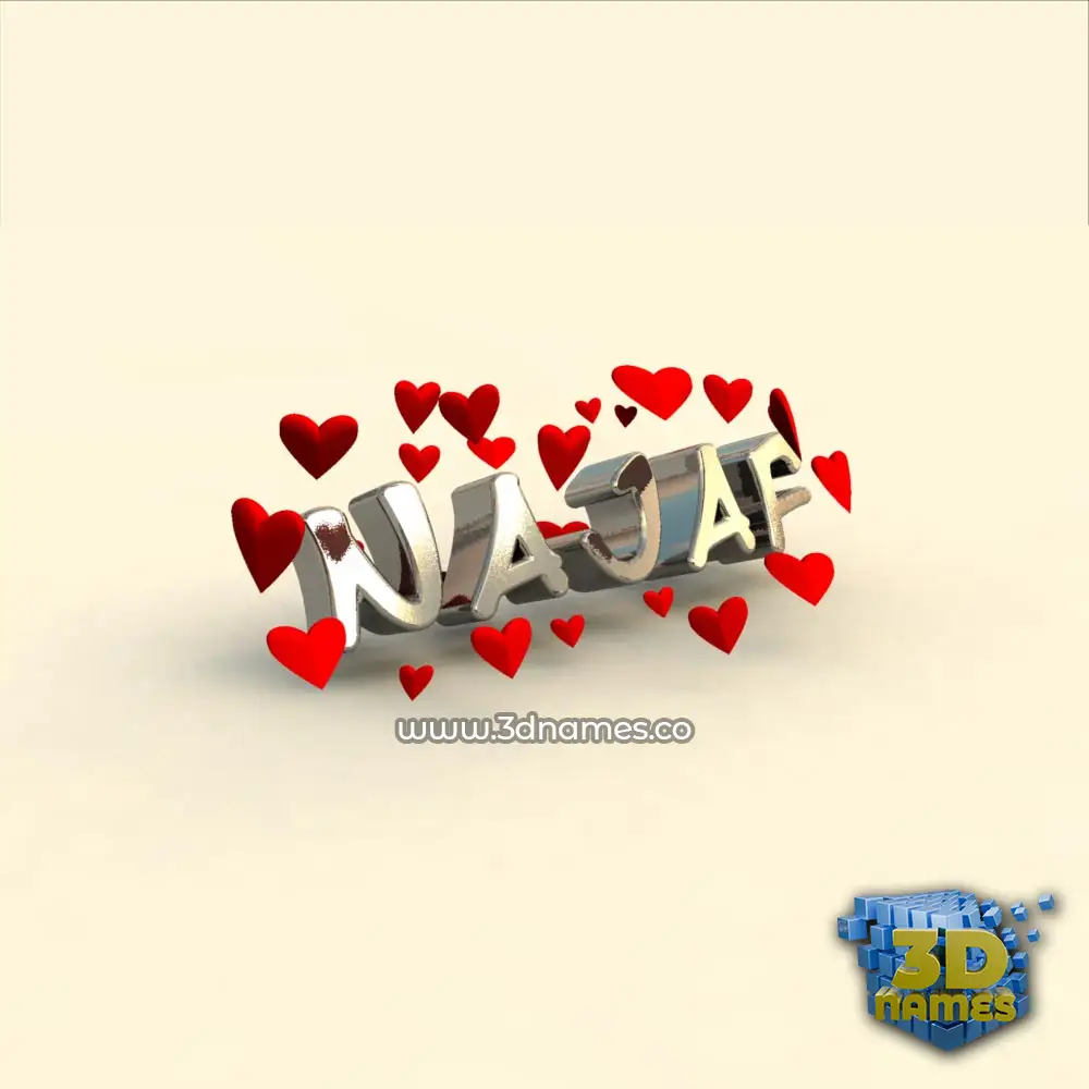 najaf in In Love style - 3D name wallpaper