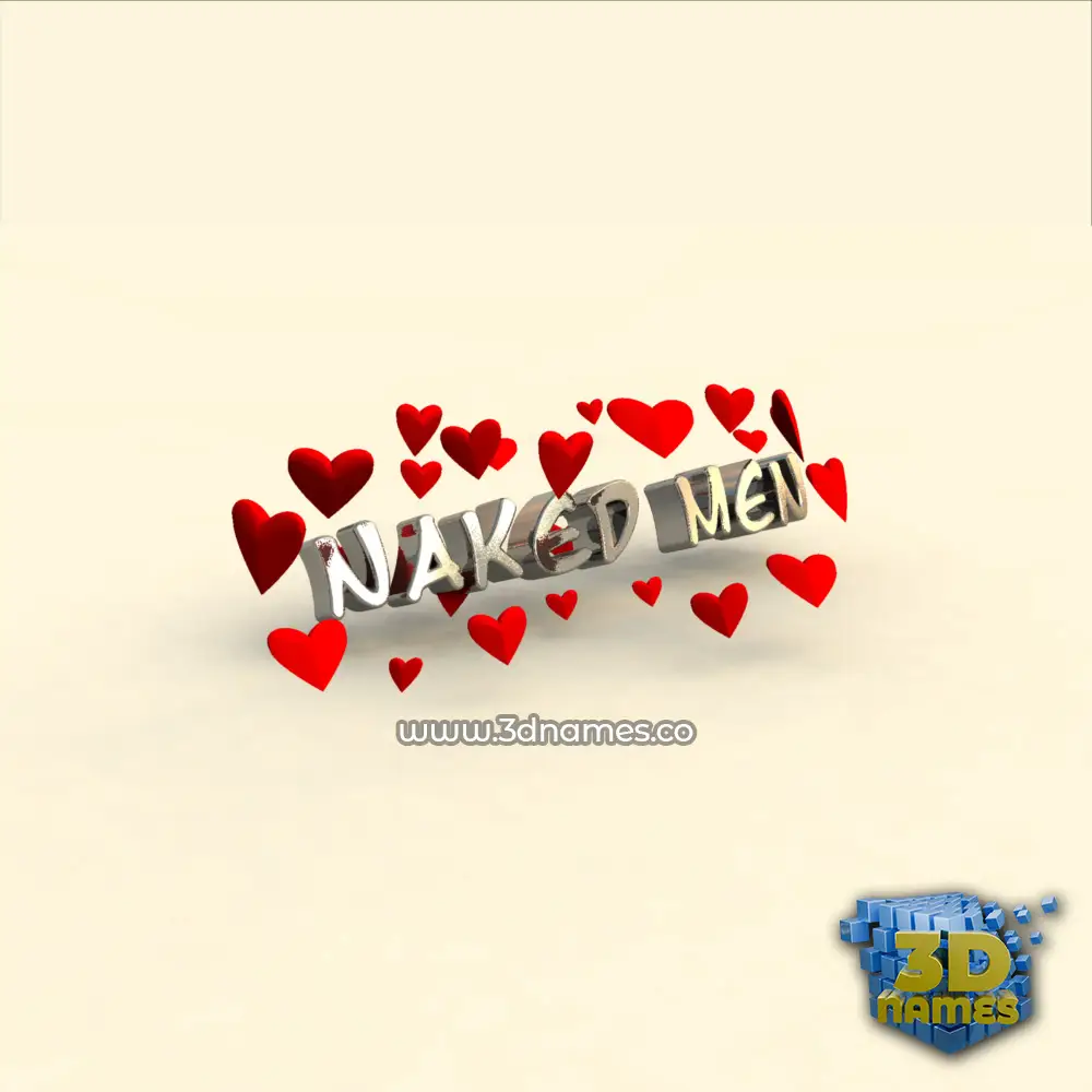 naked men in In Love style - 3D name wallpaper