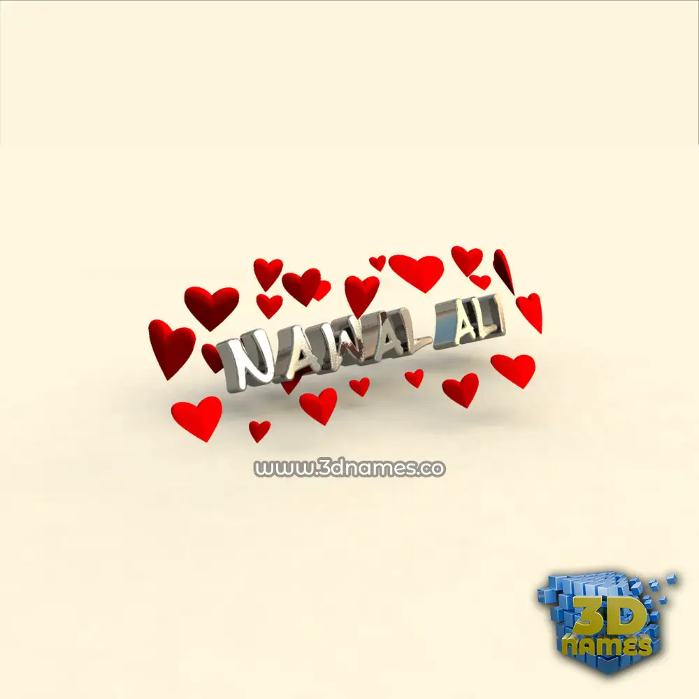nawal ali in In Love style - 3D name wallpaper