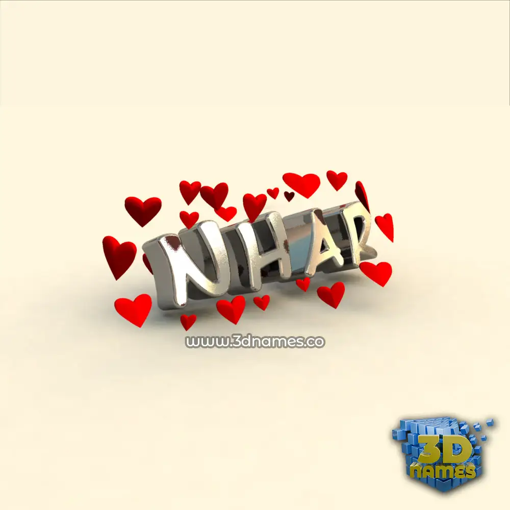 nhar in In Love style - 3D name wallpaper
