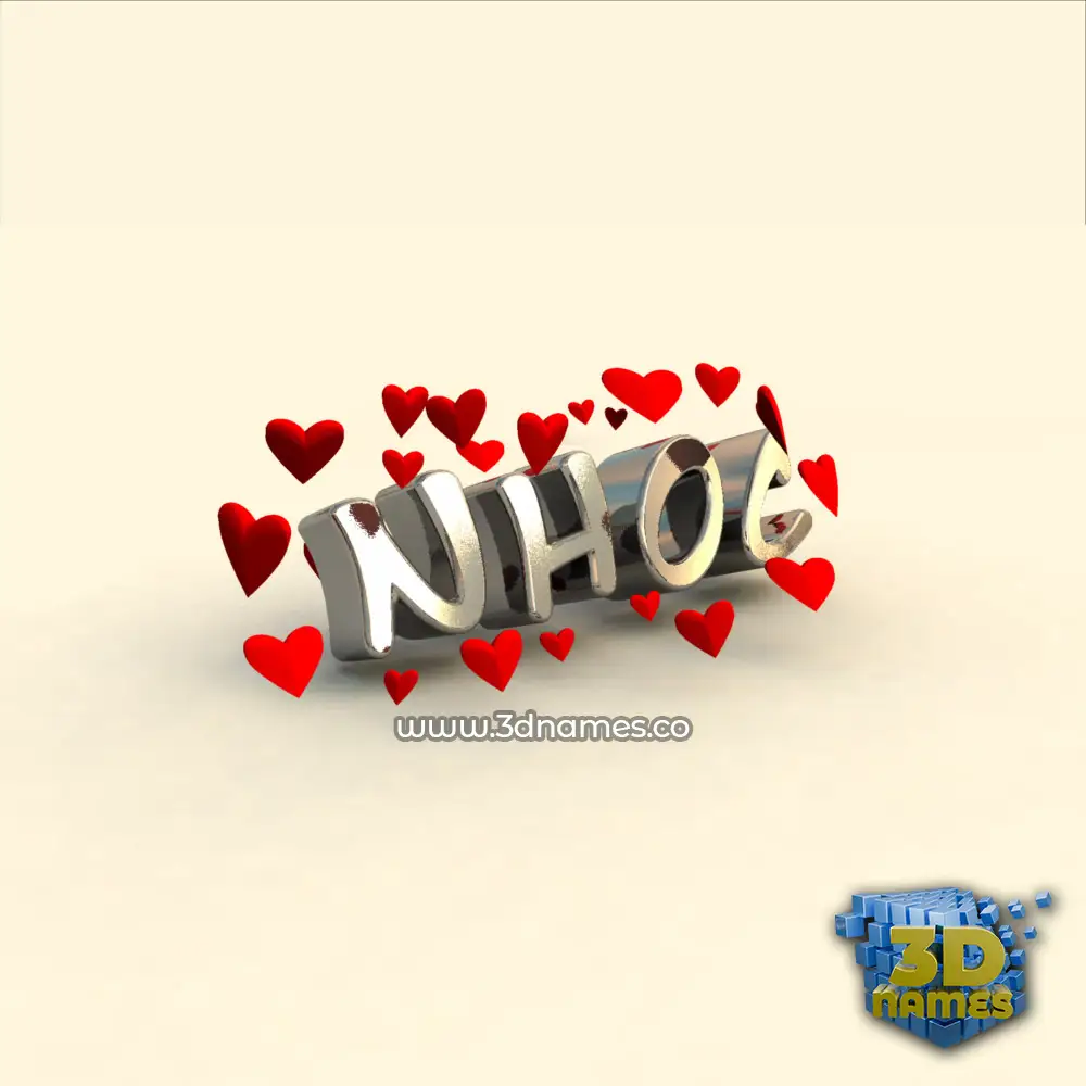 nhoc in In Love style - 3D name wallpaper
