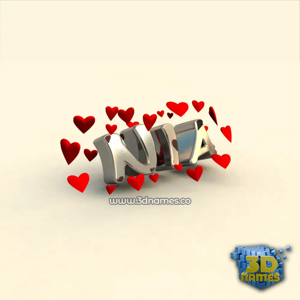 nia in In Love style - 3D name wallpaper