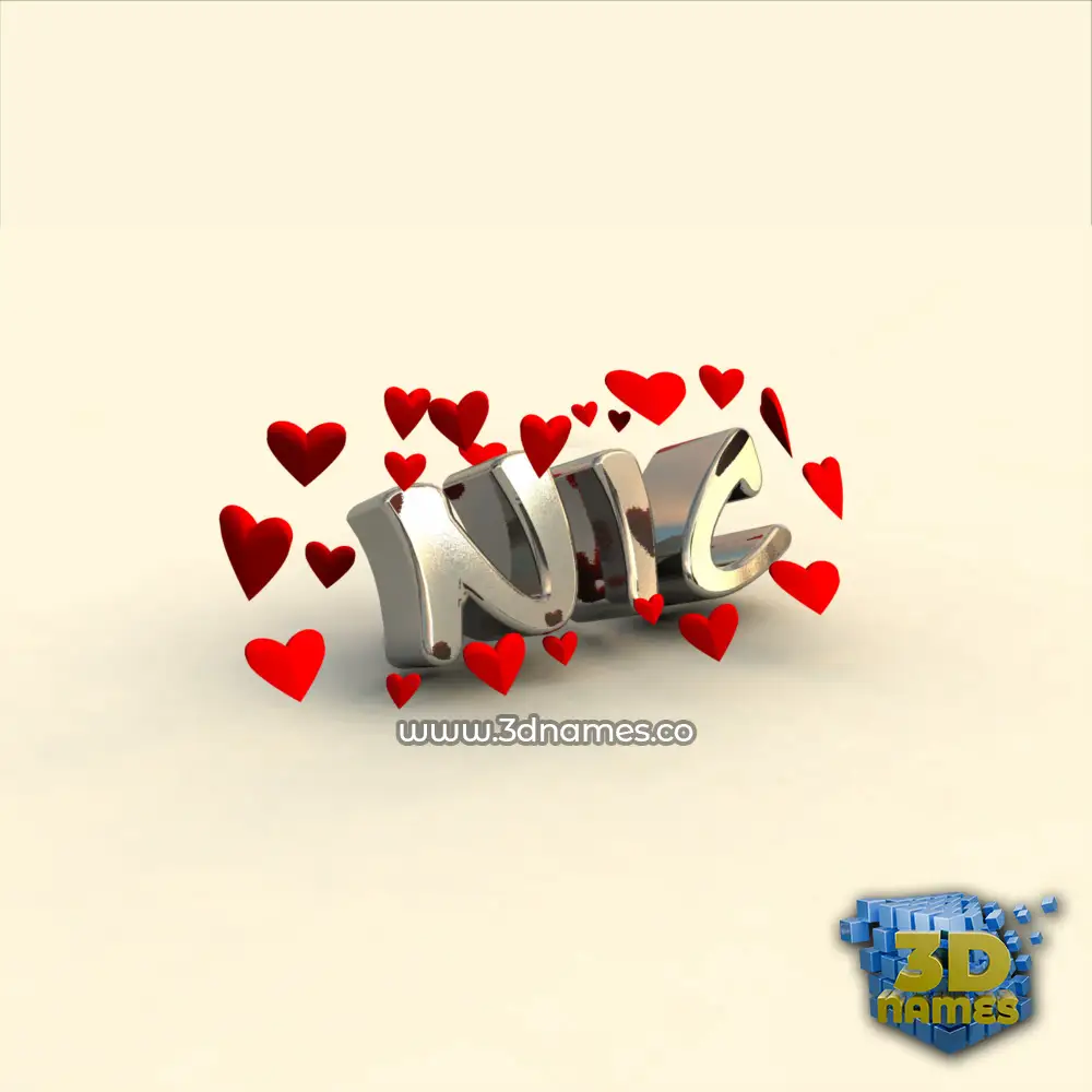 nic in In Love style - 3D name wallpaper