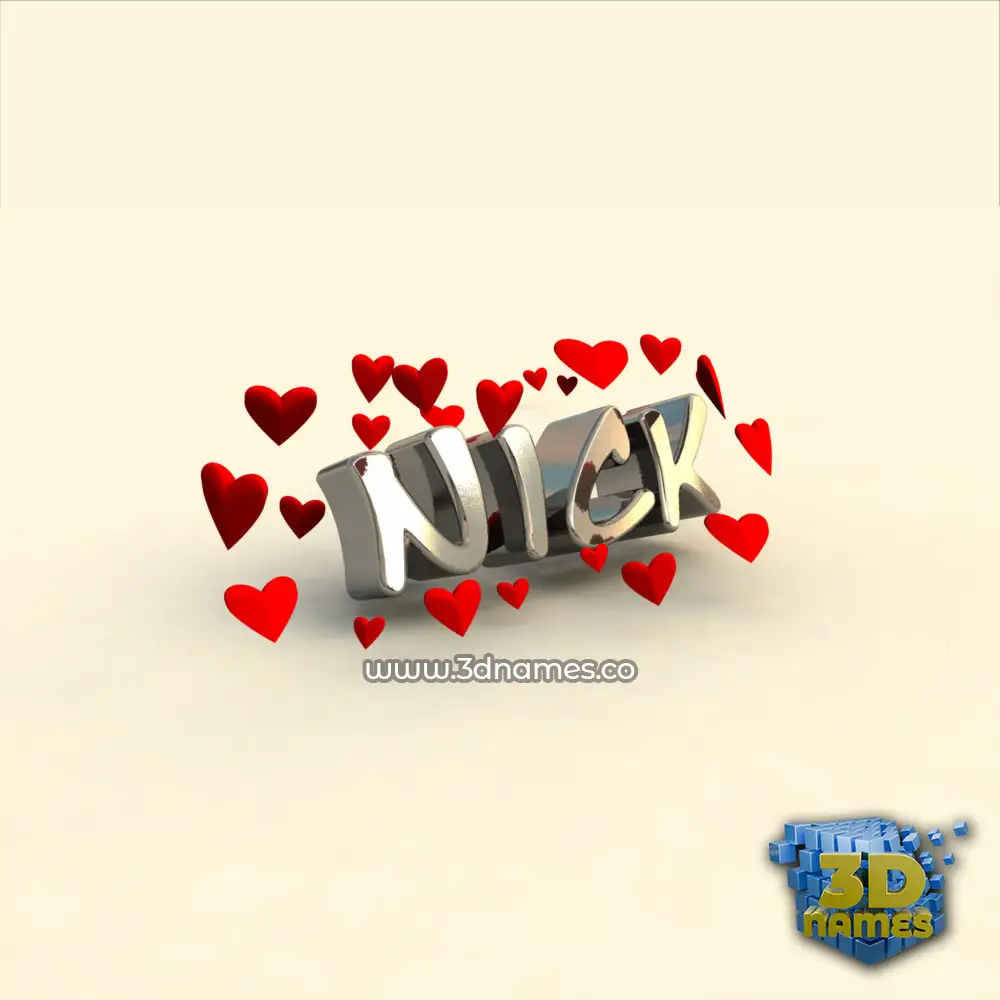 nick in In Love style - 3D name wallpaper