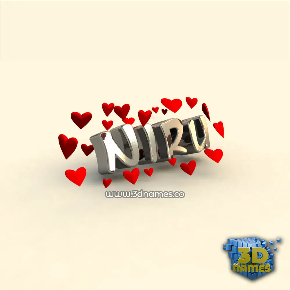 niru in In Love style - 3D name wallpaper