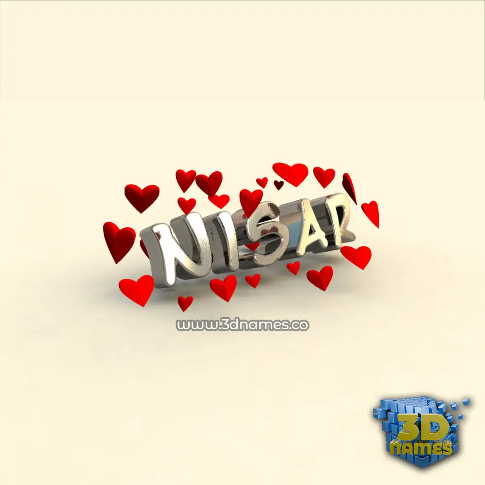 nisar in In Love style - 3D name wallpaper