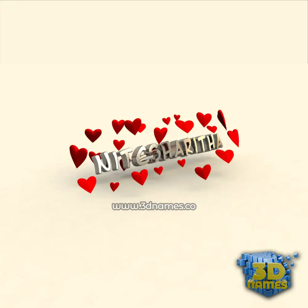 nitesharitha in In Love style - 3D name wallpaper