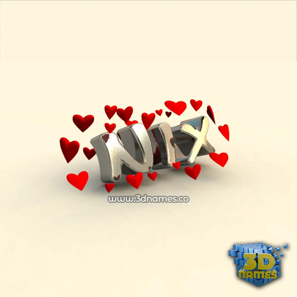 nix in In Love style - 3D name wallpaper