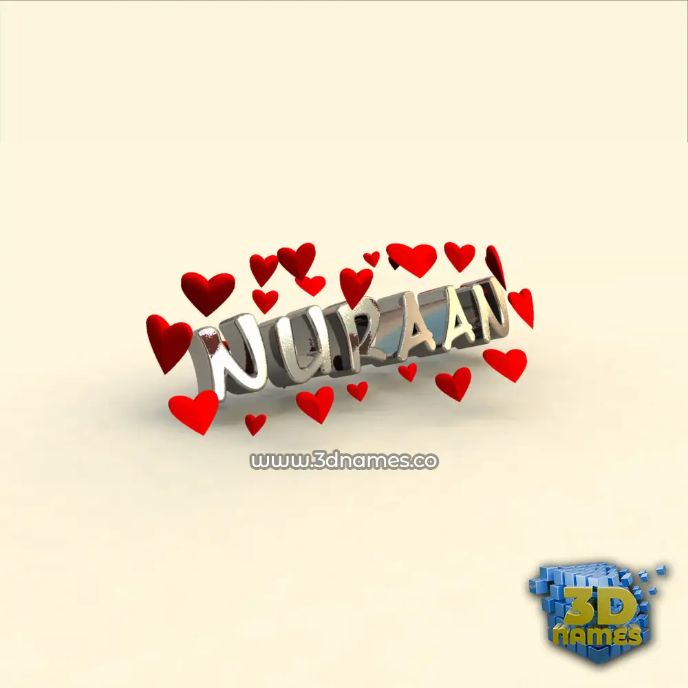 nuraan in In Love style - 3D name wallpaper