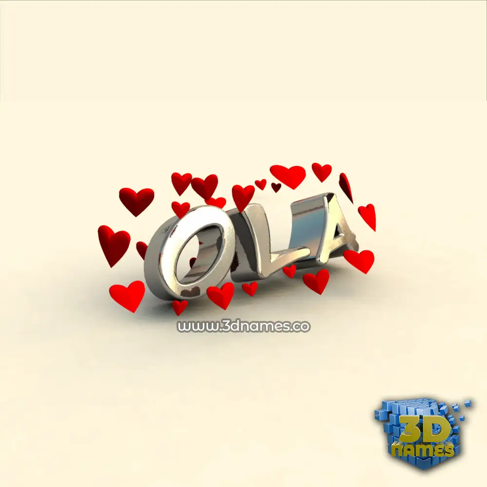 ola in In Love style - 3D name wallpaper