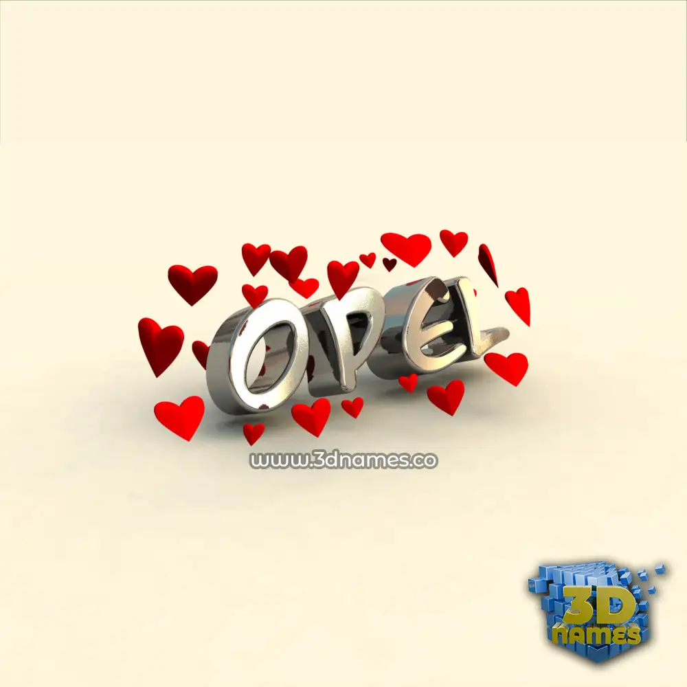 opel in In Love style - 3D name wallpaper