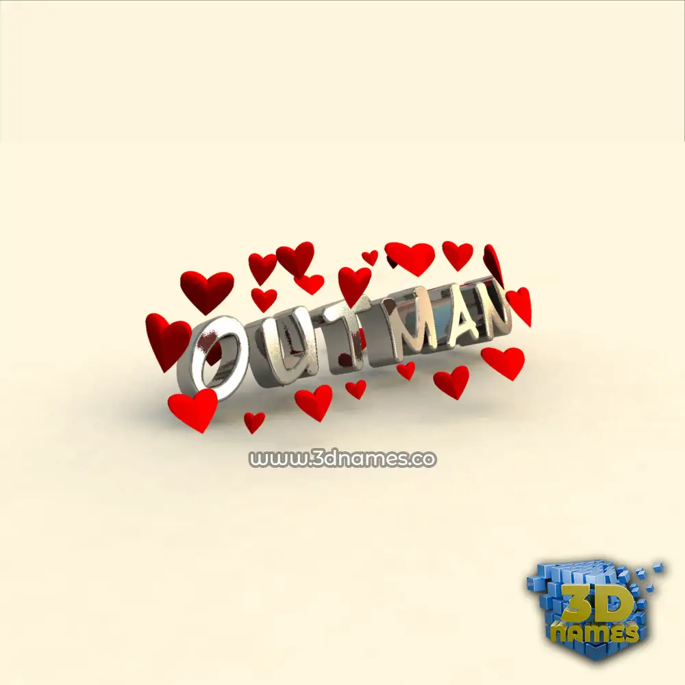 outman in In Love style - 3D name wallpaper