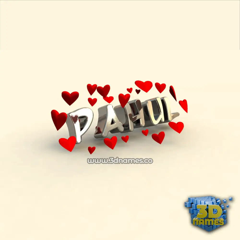 pahul in In Love style - 3D name wallpaper