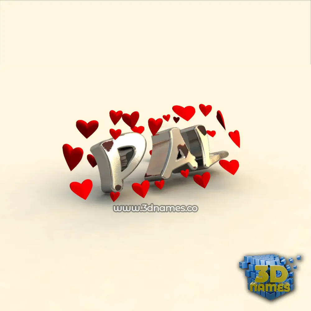 pal in In Love style - 3D name wallpaper