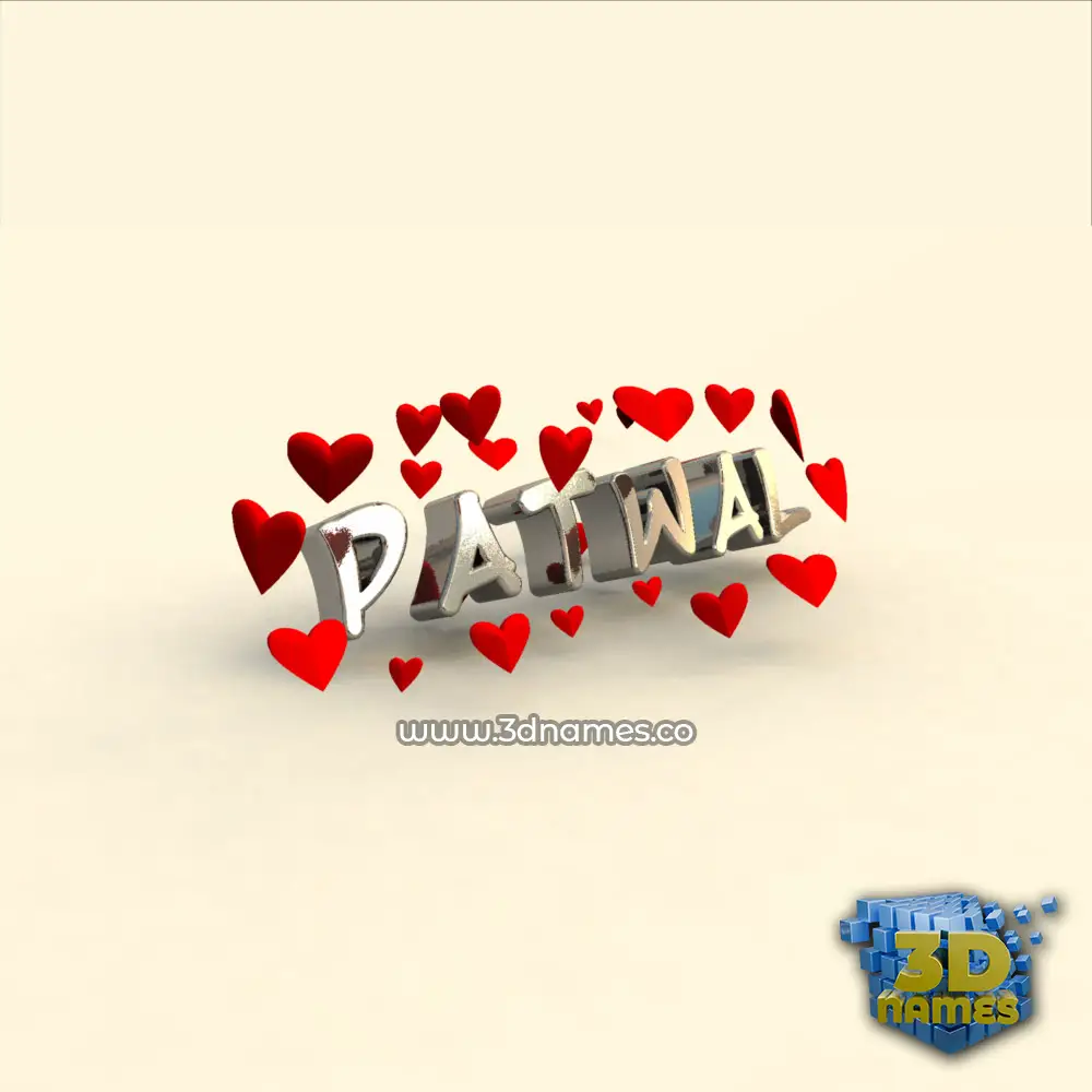 patwal in In Love style - 3D name wallpaper