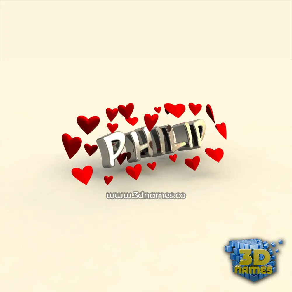 philip in In Love style - 3D name wallpaper