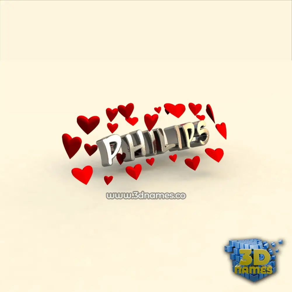 philips in In Love style - 3D name wallpaper