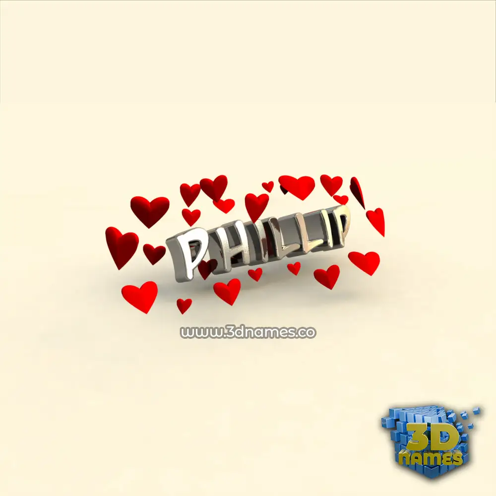 phillip in In Love style - 3D name wallpaper