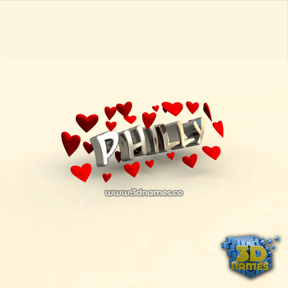 philly in In Love style - 3D name wallpaper