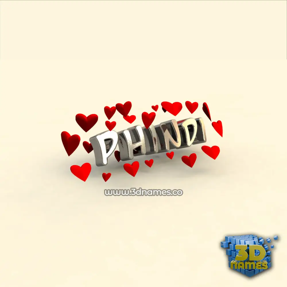 phindi in In Love style - 3D name wallpaper