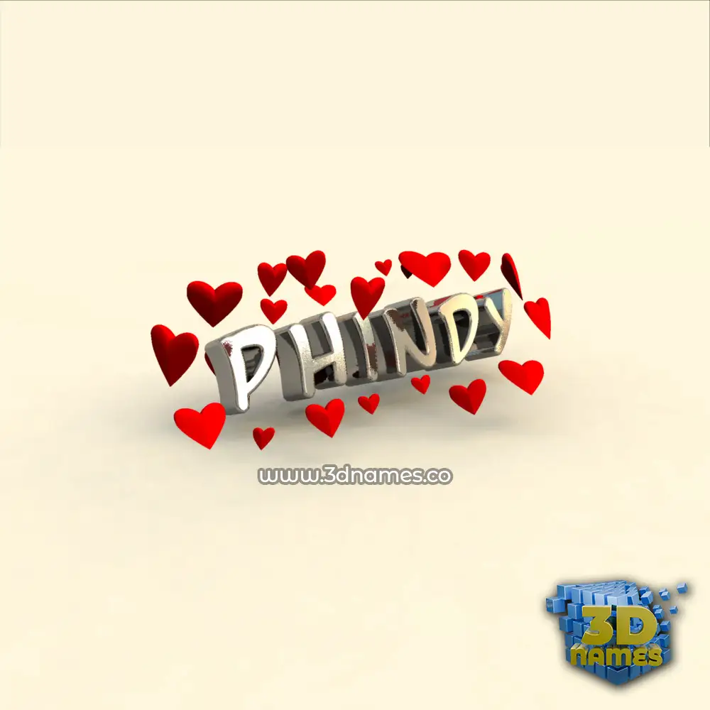 phindy in In Love style - 3D name wallpaper