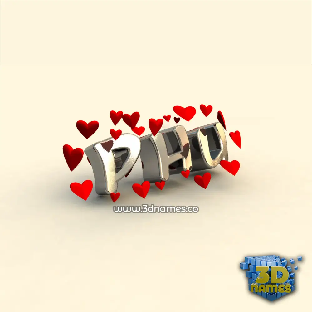 phu in In Love style - 3D name wallpaper