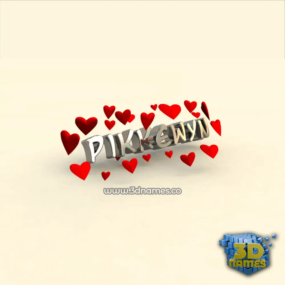 pikkewyn in In Love style - 3D name wallpaper